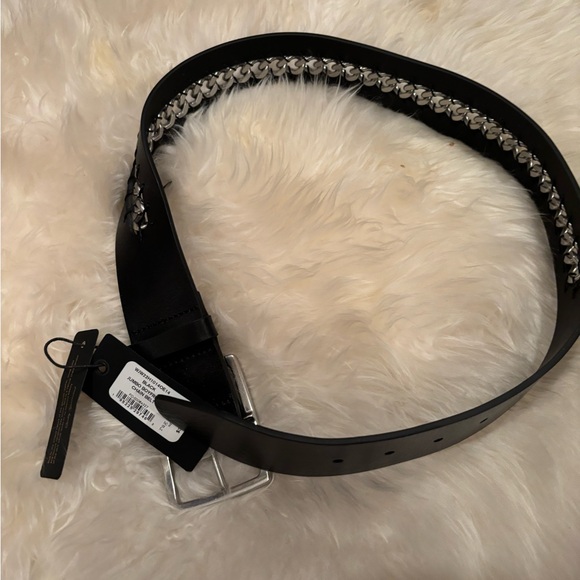 RAG and BONE JUMBO BLACK GENUINE BOYFRIEND BELT W/ SILVER CHAIN DETAIL - Picture 6 of 6